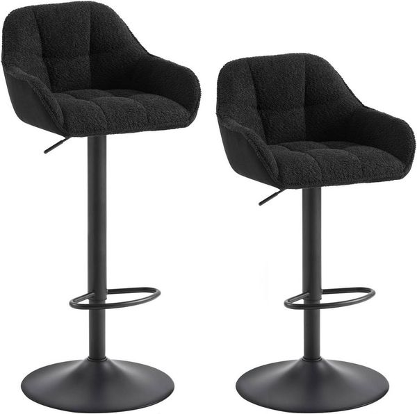 Woltu Barhocker (2 St), höhenverstellbar drehbar, Chenille Cord Metall