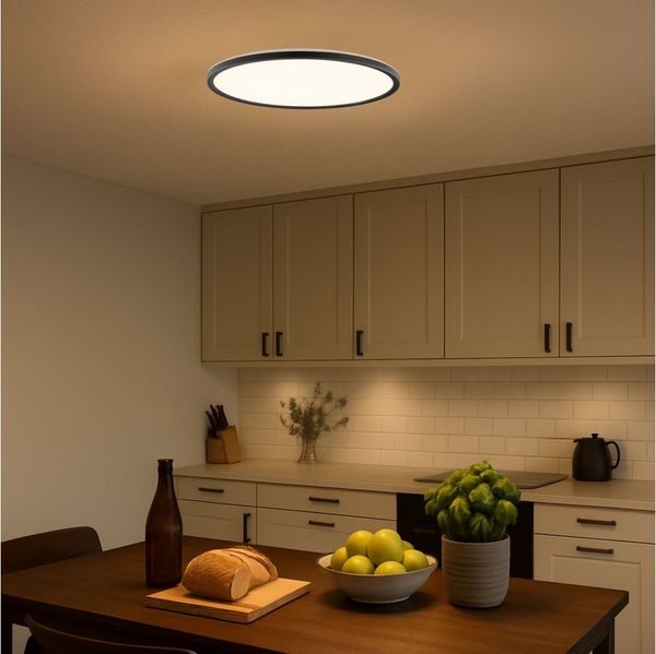 Hanseatic LED Panel DLP220A, CCT - über Fernbedienung, LED fest integriert, warmweiß - kaltweiß, Deckenlampe, Deckenleuchte, dimmbar, CCT über Wandschalter, Backlight