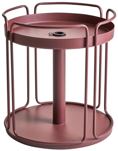 Gartenbeistelltisch Shady aus Metall, modern, rund, Rot, Ø 53 cm, auch als Sonnenschirmständer nutzbar