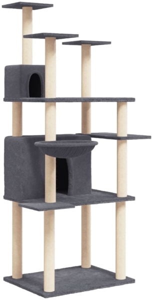 vidaXL Kratzbaum mit Sisal-Kratzsäulen Dunkelgrau 166 cm 171725