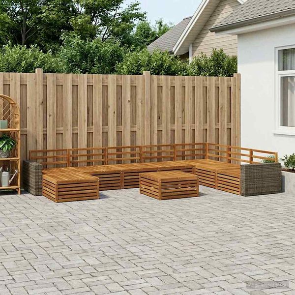 vidaXL Outdoor-Sofagarnitur 9 pcs Natur Massivholz Akazie 3383757