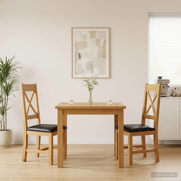 vidaXL Esszimmerstuhl 2 pcs Massivholz Eiche Schwarz 45 x 54 x 105 cm 42039169
