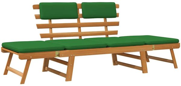 Gartenbank, Sitzbank mit Auflagen 2-in-1 190 cm Massivholz Akazie