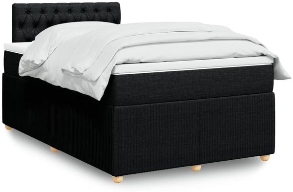 vidaXL Boxspringbett mit Matratze Schwarz 120x200 cm Stoff 3287432