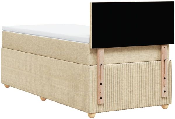 vidaXL Boxspringbett mit Matratze Creme 100x200 cm Stoff 3287365 Bild 6