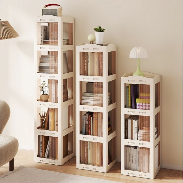 COSTWAY Bücherregal, Klappbares Aufbewahrungsregal, 360° drehbares Standregal
