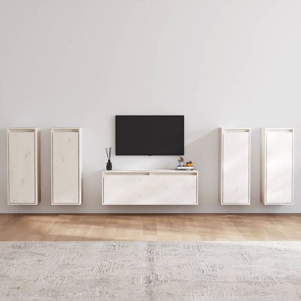 TV-Schränke 5 Stk. Weiß Massivholz Kiefer [3100215]