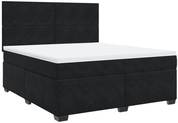 vidaXL Boxspringbett mit Matratze Schwarz 180x200 cm Samt 3290974