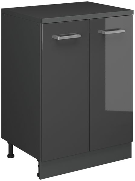 Küchenschrank für Dachschrägen R-Line Anthrazit Hochglanz 60 cm ohne Schräge mit 2 Türen Vicco
