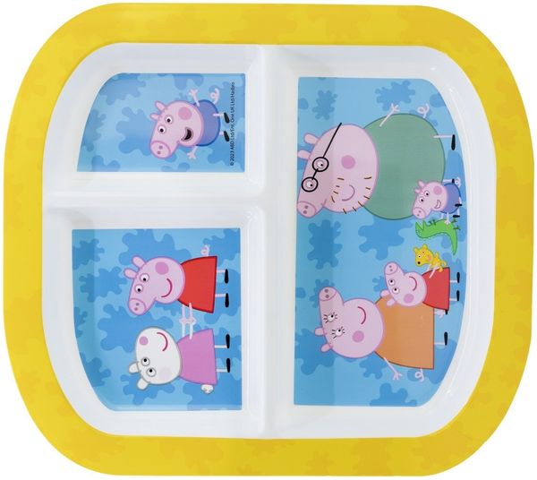 Peppa Pig Teller mit 3 Fächern Kinder Rechteckteller Esslernteller mikrowellengeeignet