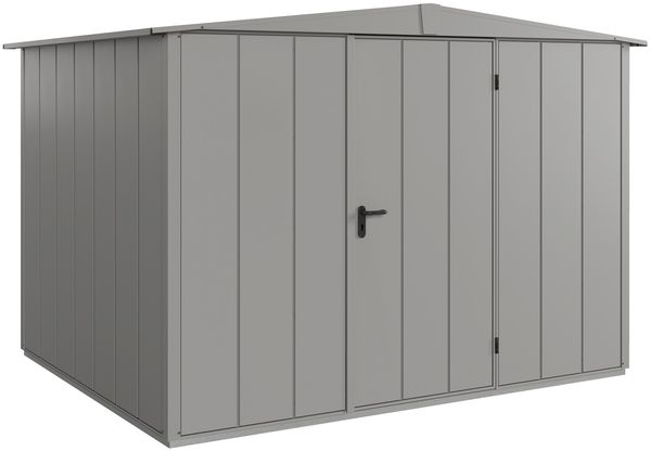 Hörmann Ecostar Metall-Gerätehaus Elegant mit Satteldach Typ 3, 238x303 cm , graualuminium, 7,2 m²,1-flüglige Tür