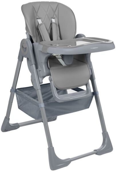 Kikkaboo Kinderhochstuhl Comfy höhenverstellbar, Gurt, Doppeltablett, klappbar hellgrau
