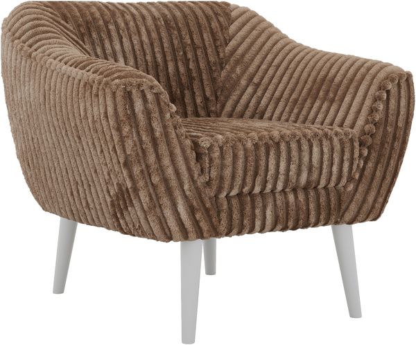 Polstersessel PIRS 1 skandinavischer Design 1-Sitzer, Sessel mit Wellenfederung, weiße Füße, Einzelsessel, Hoher Sitzkomfort - Braun Cord Bild 6