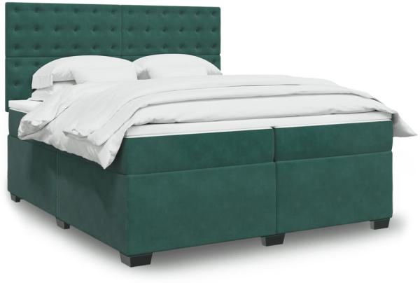 vidaXL Boxspringbett mit Matratze Dunkelgrün 200x200 cm Samt 3293317