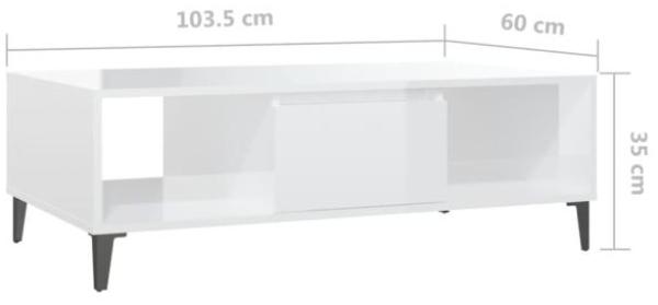 vidaXL Couchtisch Hochglanz-Weiß 103,5 x 60 x 35 cm Spanplatte [806028] Bild 9