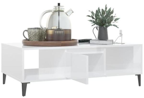 vidaXL Couchtisch Hochglanz-Weiß 103,5 x 60 x 35 cm Spanplatte [806028] Bild 4