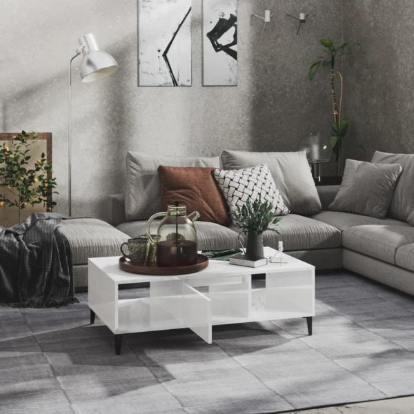 vidaXL Couchtisch Hochglanz-Weiß 103,5 x 60 x 35 cm Spanplatte [806028] Bild 2