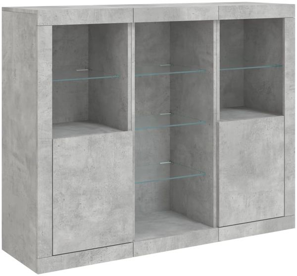 vidaXL Sideboards mit LED-Leuchten 3 Stk. Betongrau Holzwerkstoff 3209124 Bild 5
