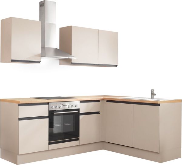 BASIC by Balculina Winkelküche Nizza B/H/T 220 x 211 x 60 cm, Breite 220 cm, wahlweise mit E-Geräten und Induktionskochfeld