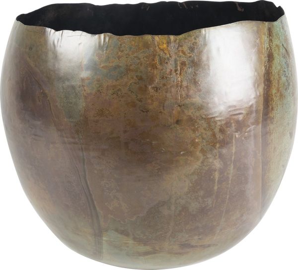 Ter Steege Blumentopf – Dekorativer Topf, Metall, Bronze-Braun-Grün, Durchmesser 25 cm, Höhe 19 cm