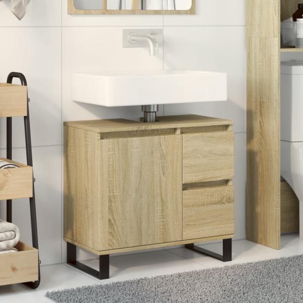 vidaXL Badschrank Sonoma-Eiche 65x33x60 cm Holzwerkstoff 849678