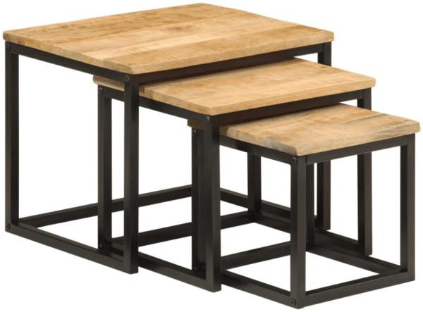 vidaXL Satztische 3 Stk. Massivholz Mango und Eisen 358569