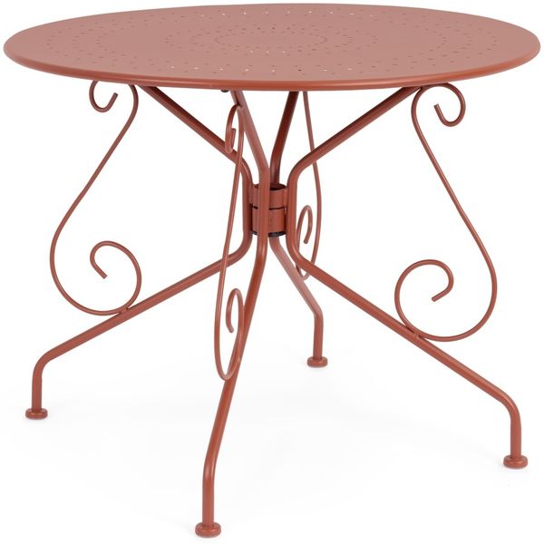 Gartentisch Enneti Metall, klassisch rund, Ø 90 cm, rot Picant, pulverbeschichtet