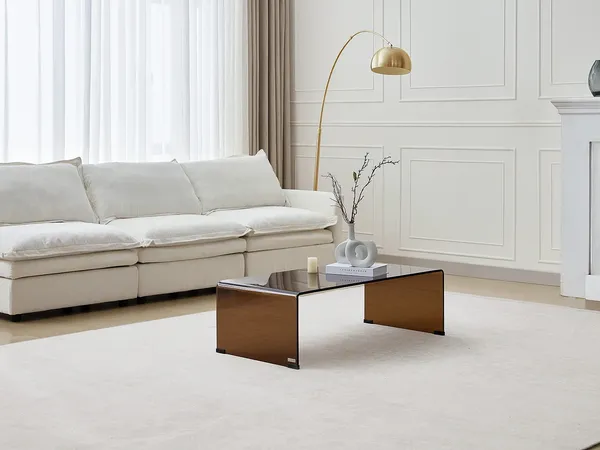 Vente-unique - ALONZO Couchtisch Glas TransparentBraun - B 55 cm x H 35 cm x L 110 cm