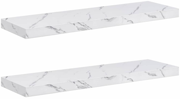 vidaXL Wandregal 2 pcs Weiß Marmor 80 x 23,5 x 4 cm Holzwerkstoff 42019972