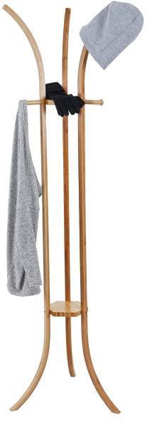 Garderobenständer HWC-D89, Standgarderobe Garderobe Kleiderständer, Holz Bambus 177x48x48cm