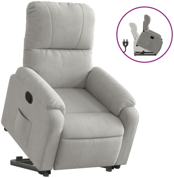 vidaXL Relaxsessel mit Aufstehhilfe Hellgrau Mikrofasergewebe 3204930