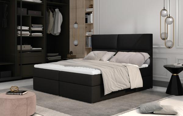 Boxspringbett HAZEL 180x200 cm Stoff Sawana Schwarz