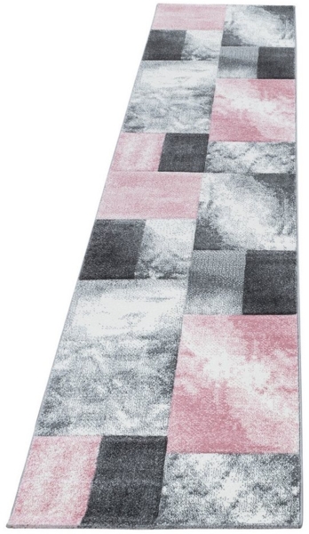 Villa Möbel Frisé-Teppich Hawico, Rechteckig, Höhe: 13 mm, Designer Wohnzimmer Teppich Kurzflor Konturenschnitt Kariert Design