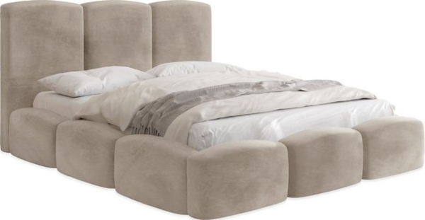 WFL GROUP Polsterbett Harmony mit Bettkasten und Lattenrost, Bettgestell, ohne Matratze (erhältlich in 5 Größen 120x200, 140x200, 160x200, 180x200, 200x200 cm), Doppelbett mit hohem Kopfteil, Boucle oder Samt Stoff, Made in EU Bild 4