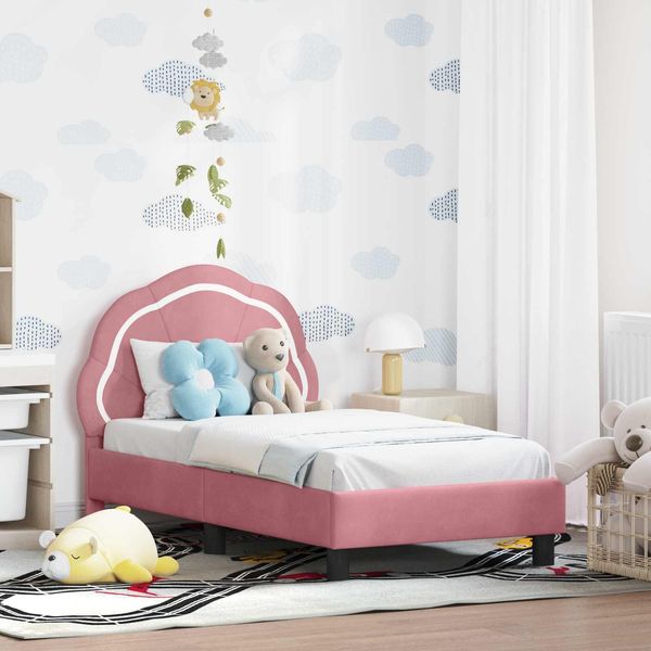 vidaXL Kinderbettgestell mit Kopfteil Rosa 70 x 140 cm Samt 42010897