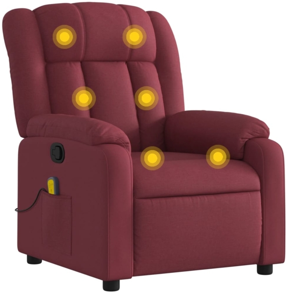 vidaXL Massagesessel Weinrot Stoff 373589