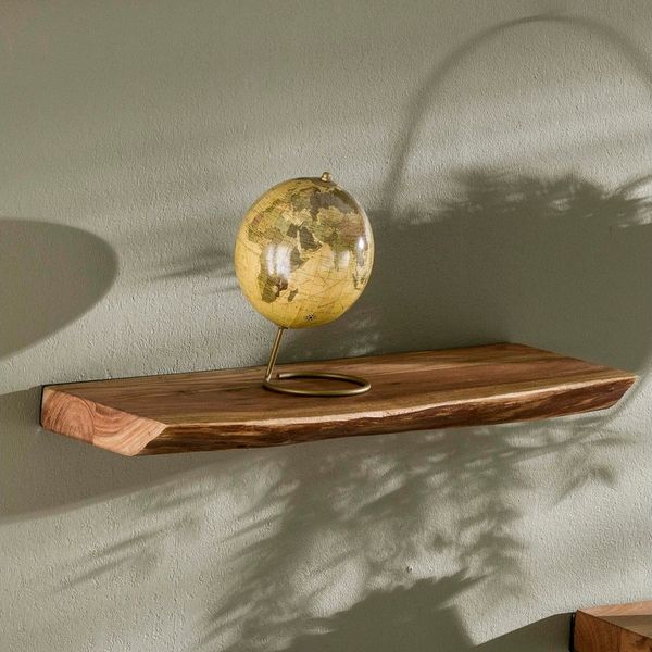alesvelt Wandregal EDGE NATURE Schwebendes Massivholz-Regal mit echter Baumkante, 60 x 20 x 4 cm, Akazienholz