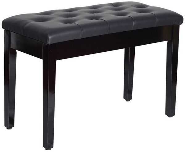 HOMCOM Klavierbank traditionellen Flurbank im Landhausstil kosmetischer Hocker Stauraum (Hocker, 1-St, Klavierhocker), Gummiholz Kunstleder Schwarz 76 x 36 x 50 cm Bild 2