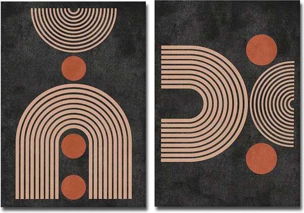 Poster Boho Halbkreis Bogen Linien Form und Kreise als Deko Print ohne Rahmen - A / 40 x 50 cm