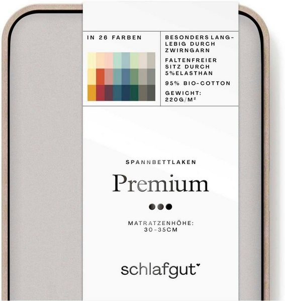 Schlafgut Spannbettlaken Premium, Gummizug: rundum, (1 Stück), Mako-Zwirn-Jersey, Grey Light, L 140x200 cm - 160x220 cm Bild 2