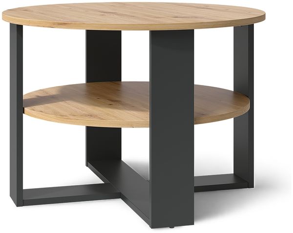 Couchtisch Romeo Anthrazit/Artisan-Eiche 68x68 cm Vicco