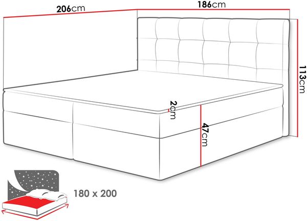 Boxspringbett Felipe, Blau, 180x200 cm Bild 4