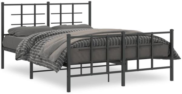 vidaXL Bettgestell mit Kopf- und Fußteil Metall Schwarz 135x190 cm 355578