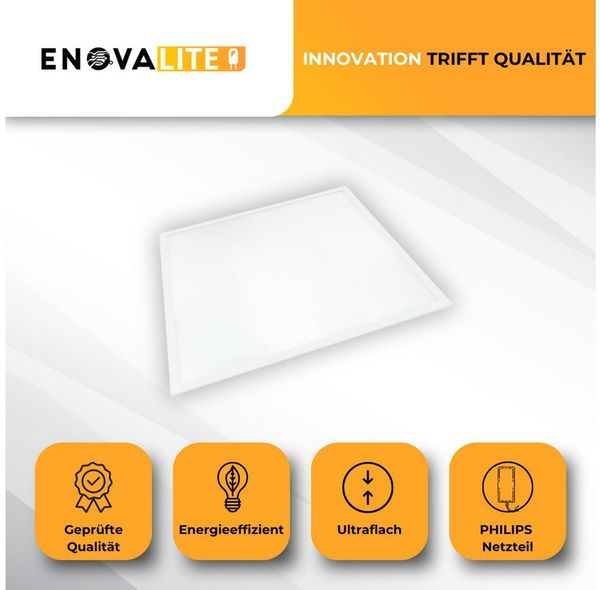 ENOVALITE LED Panel 4er Pack LED Panel, 62x62 cm, 36 W, 3600 lm, 6000 K, LED fest integriert, Tageslichtweiß, kaltweiß