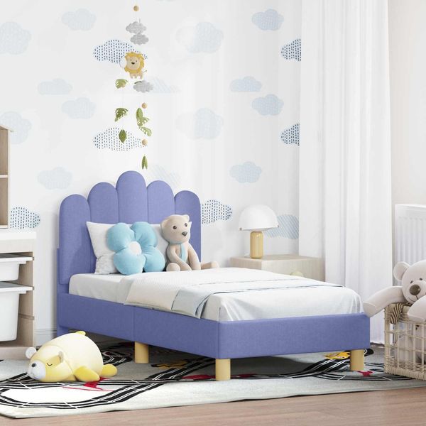 vidaXL Kinderbettgestell mit Kopfteil Jeans blau 70 x 140 cm Stoff 42011043