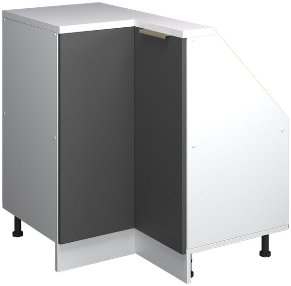 Eck-Küchenschrank für Dachschrägen R-Line Anthrazit-Gold/Weiß 75.6 cm mit 1 Tür Vicco