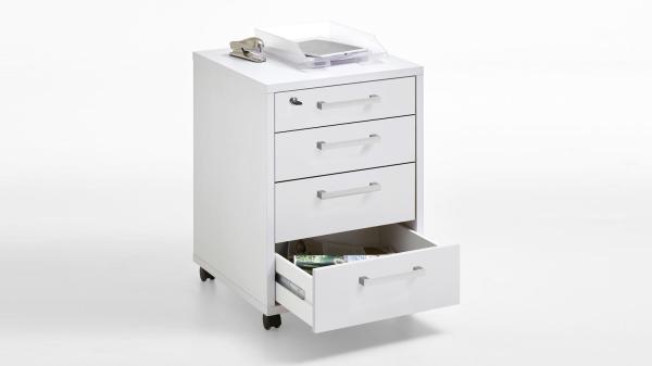 Eckschreibtisch 'CALVIA', weiß 200/240 mit Rollcontainer Bild 6