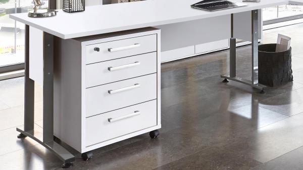 Eckschreibtisch 'CALVIA', weiß 200/240 mit Rollcontainer Bild 3