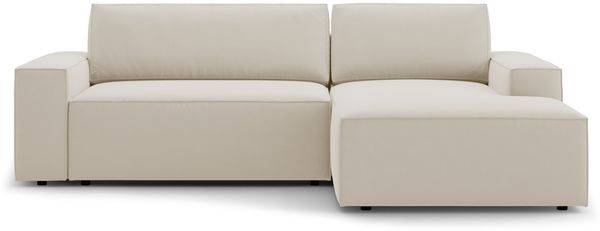 Micadoni Schlaf-Ecksofa Jodie 3-Sitzer Rechts Samtstoff Dunkelbeige