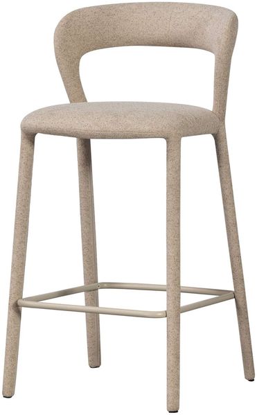 Barhocker Noble aus Stoff, modern gepolstert, mit Fußstütze, sandfarben – bequemes Design für dein Zuhause